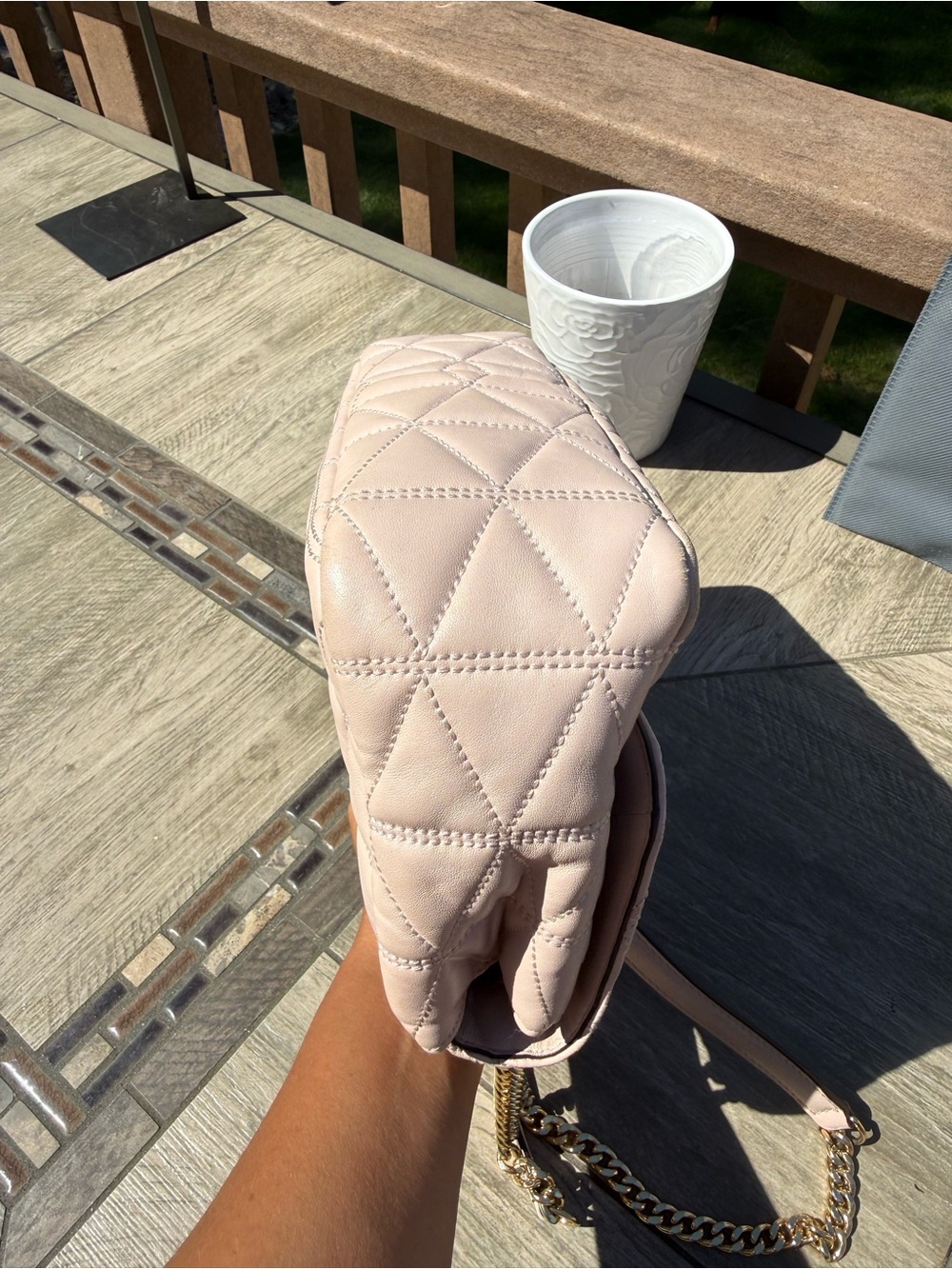 GUC Michael Kors Sloan Large Quilted-Leather Lambskin Soft Pink Shoulder Bag - Picture 7 of 9